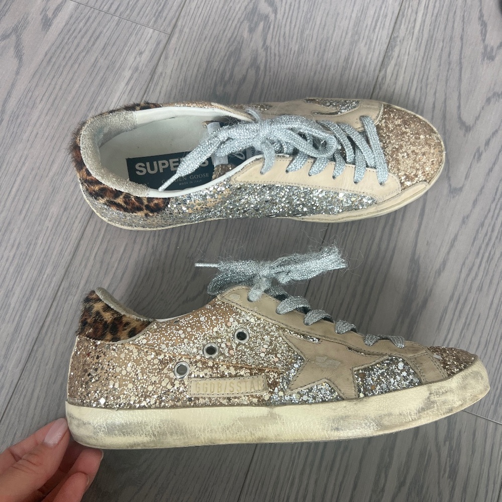 Golden Goose Superstar glitter leather sneakers Size 7